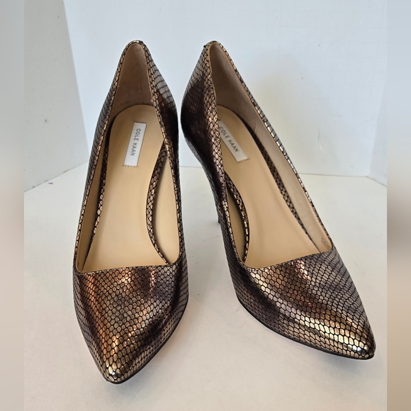 Cole Haan Gold and Black Heels with a Stylish Design